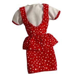 My First Barbie Easy On Fashion Dress 1990s Peplum Jumper Dress Red White Mattel